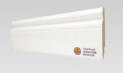 Плинтус TeckWood Ламинированный белый Классик 80х16 мм