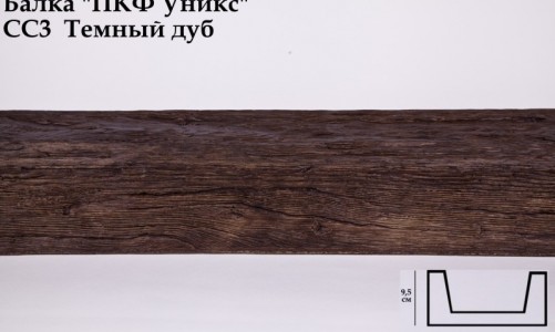 Балка декоративная Уникс СС3 Темный дуб (2 м) из полиуретана