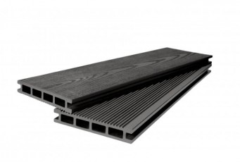 Террасная доска из ДПК Polivan Мелкий вельвет брашированный + текстура дерева 3D черный