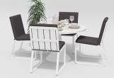 Обеденная зона Gardenini Voglie Round White Антрацит со стульями Voglie