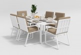 Обеденная зона Gardenini Voglie White 180 Бежевый со стульями Voglie Armrest