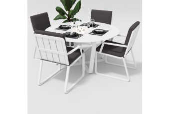 Обеденная зона Gardenini Primavera White Антрацит с стульями Voglie Armrest