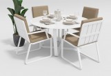 Обеденная зона Gardenini Primavera White Бежевый с стульями Voglie Armrest