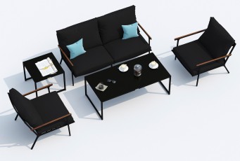 Лаунж зона Ideal Patio Festa с двухместным диваном Цвет: черный