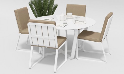 Обеденная зона Gardenini Primavera White Бежевый с стульями Voglie