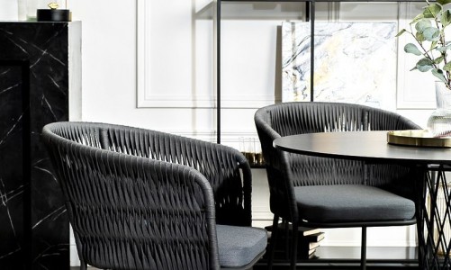 Обеденная группа 4SIS Диего 4-местная из роупа со стульями Бордо Цвет: серый гранит, серый