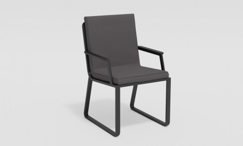 Обеденная зона Gardenini Voglie Carbon 180 Антрацит со стульями Voglie Armrest