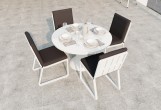 Обеденная зона Gardenini Voglie Round White Антрацит со стульями Voglie