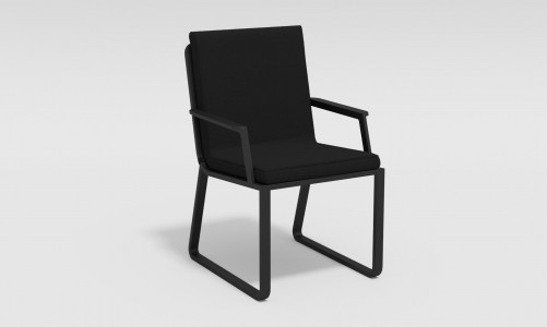Обеденная зона Gardenini Malia Carbon 200 Черный со стульями Voglie Armrest