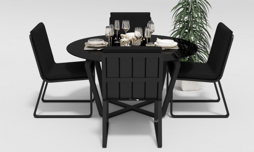 Обеденная зона Gardenini Primavera Carbon Черный с стульями Voglie