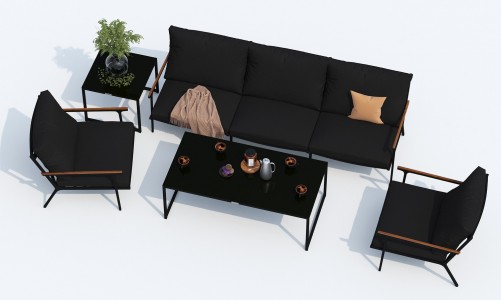 Лаунж зона Ideal Patio Festa с трехместным диваном Цвет: черный