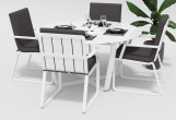 Обеденная зона Gardenini Primavera White Антрацит с стульями Voglie Armrest