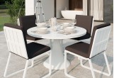 Обеденная зона Gardenini Voglie Round White Антрацит со стульями Voglie