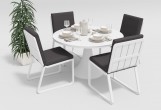 Обеденная зона Gardenini Voglie Round White Антрацит со стульями Voglie