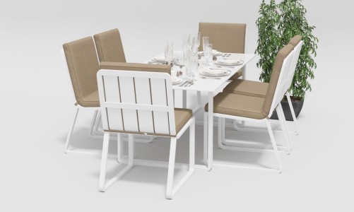 Обеденная зона Gardenini Voglie White 180 Бежевый со стульями Voglie