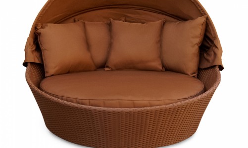 Шезлонг-диван с навесом Kvimol 0099 коричневый