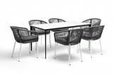 Обеденная группа 4SIS Венето 6-местная со стульями Марсель Цвет: белый, серый, молочный