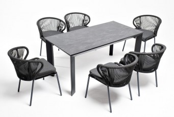 Обеденная группа 4SIS Венето 6-местная со стульями Милан Цвет: темно-серый, серый гранит