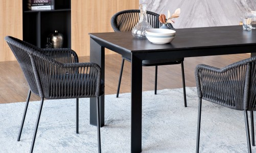 Обеденная группа 4SIS Венето 4-местная со стульями Лион Цвет: серый гранит, темно-серый