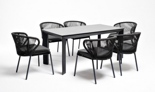 Обеденная группа 4SIS Венето 6-местная со стульями Милан Цвет: темно-серый, серый гранит