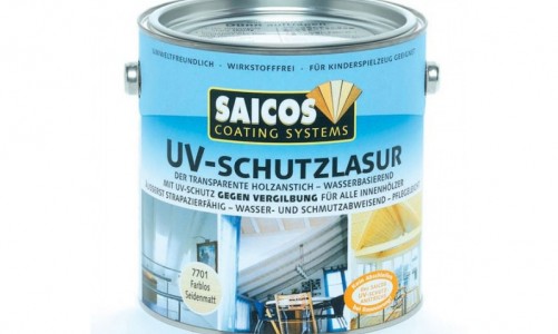 Защитная лазурь с УФ-фильтром для внутренних работ Saicos UV-Schutzlasur Innen белая прозрачная 2.5л